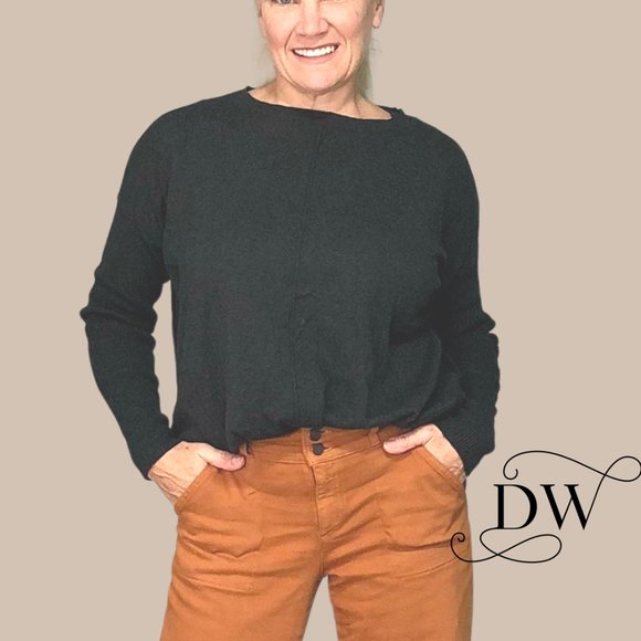 Charcoal Crew Neck Organic Cotton & Cashmere Sweater - Picture 2 of 9